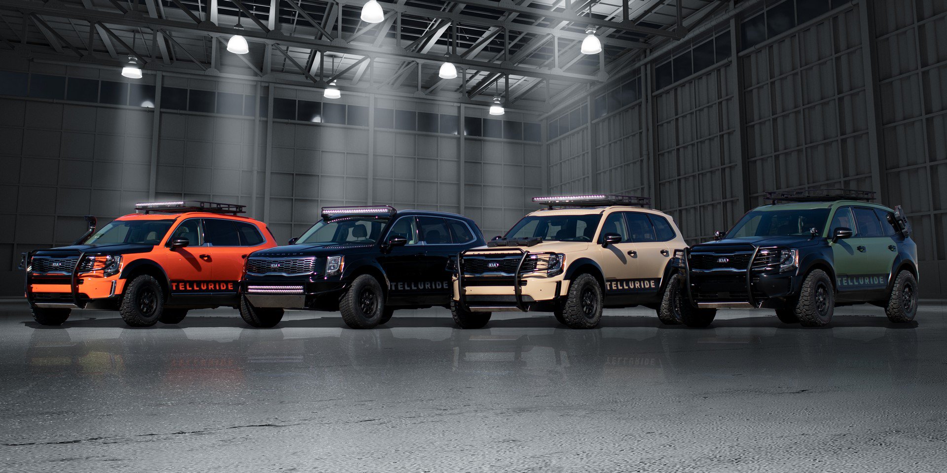 Kia Telluride konseptleri resim galerisi (Horizon Roamer, Cadet Leader, Desert Drifter, Baja Glider)